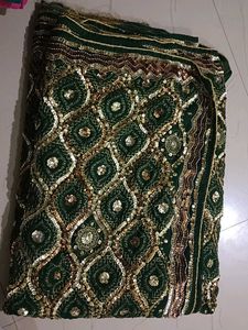 Emerald Green Embellished Saree