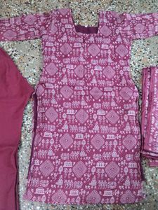 Maroon Printed Kurta Set