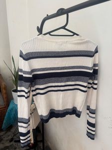Striped Ribbed Knit Crop Top