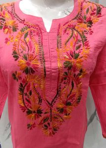 Lakhnavi Hand Embroidery Short Kurti