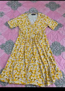 Printed Mustard Dress