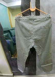 Patterned Blend Trousers Side Zip And Pocket