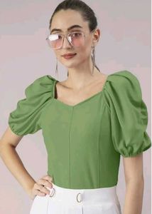 Green Puff Sleeve Top