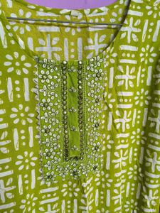 Green Printed Kurta Set