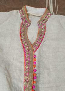 Embroidered White Kurta