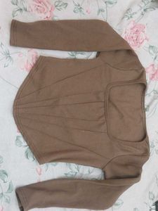 Brown Long Sleeve Corset Top