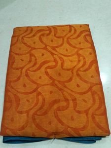 Orange &amp; Teal Patterned Saree