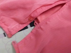 Carrot Red / Peach Pink Cutesy Ruffle Dress