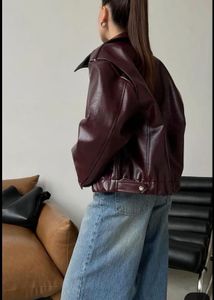 Burgundy Faux Leather Jacket