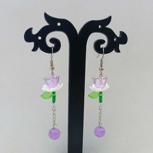 Flower Drop Earrings Combo of 2 (Pink&amp;purple)