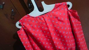 Orange Floral Cold Shoulder Top