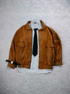 brown leather jacket pure