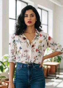 Floral Print Button-Down Shirt