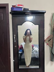 Elegant Beige Bodycon Dress