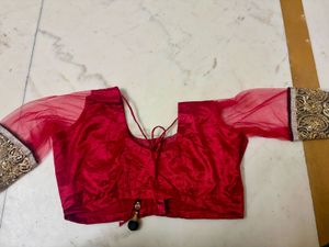 Elegant Red Embroidered Saree