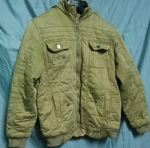 Men Khakhi Colour Warm Jacket With Inside Fur