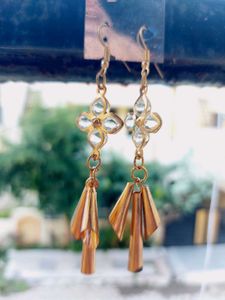 Golden Floral Dangle Earrings