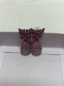 Pink Jhumka Earrings