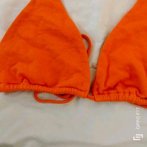 Orange Triangle Bikini Top
