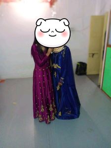 Elegant Purple &amp; Gold Anarkali without Dupatta