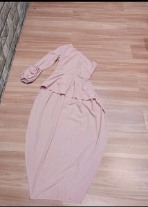 Blush One-Shoulder Ruffle Dress