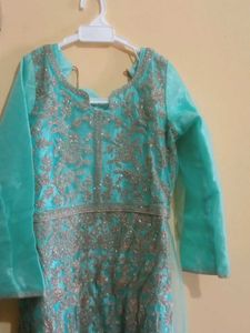 Long Gown 4 Pieces. Salwar Dupatta And Upper Court