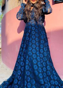 Elegant Blue Lace Gown