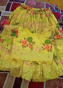 Yellow Floral Lehenga Choli Set,3 Year Baby Girl