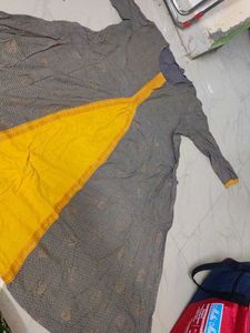 Grey &amp; Yellow Anarkali Kurta