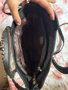Striped Heart Handle Bag