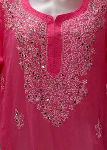 Mirror Work Chikankari Kurta In 500