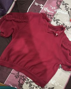 Burgundy Ruffle Blouse