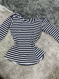 Striped Long Sleeve Crisscross Top