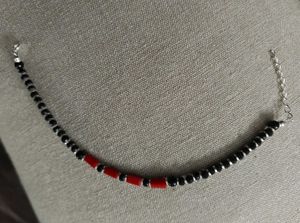 Gorgeous silver nazariya with red/black beads