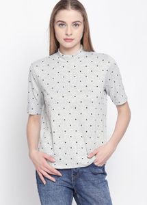Polka Dot Mock Neck Top