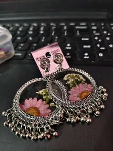 Handmade Resin Jhumke With Real Pressed Flowers |