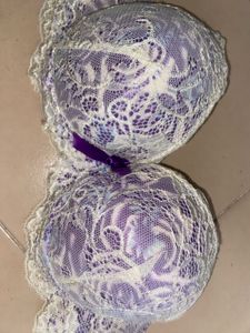 Padded Bra With Lavender N White Design