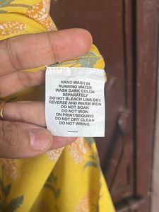 Varanga Yellow Printed Sequined Kurti