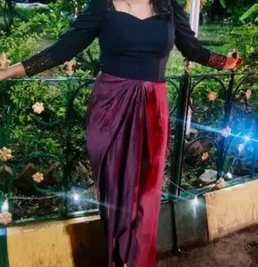 Burgundy Draped Skirt