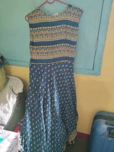 Blue Print Sleeveless Dress