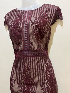 FOREVER21 Burgundy Lace Overlay Dress