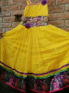 Yellow Midi Length Sleeveless Frock
