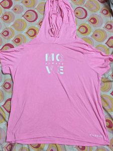 Cotton Pink Tshirt With Hoddie