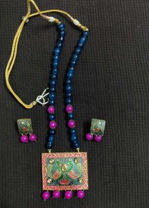 Beautiful Pink Blue Jewellery Set