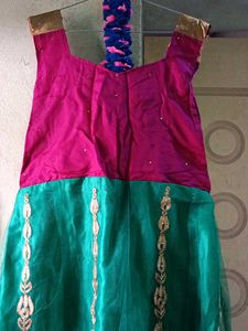 Elegant Pink &amp; Green Ethnic Dress