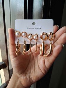 Pack Of 6 Gold Plated Studs And Hoop Earings