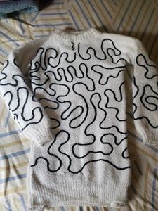 Funky Patterned White Sweater