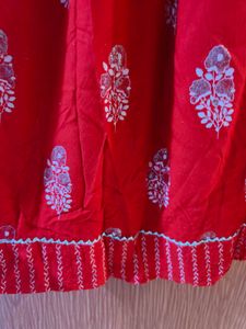 Red shimmer straight kurta