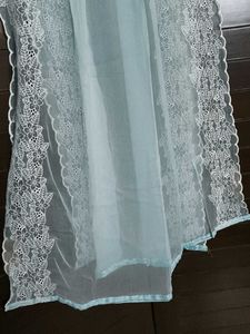 Light Blue chiffon Dupatta with Lace