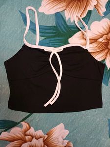 Shein Spaghetti Strap Ruched Bow Detail Ribbed